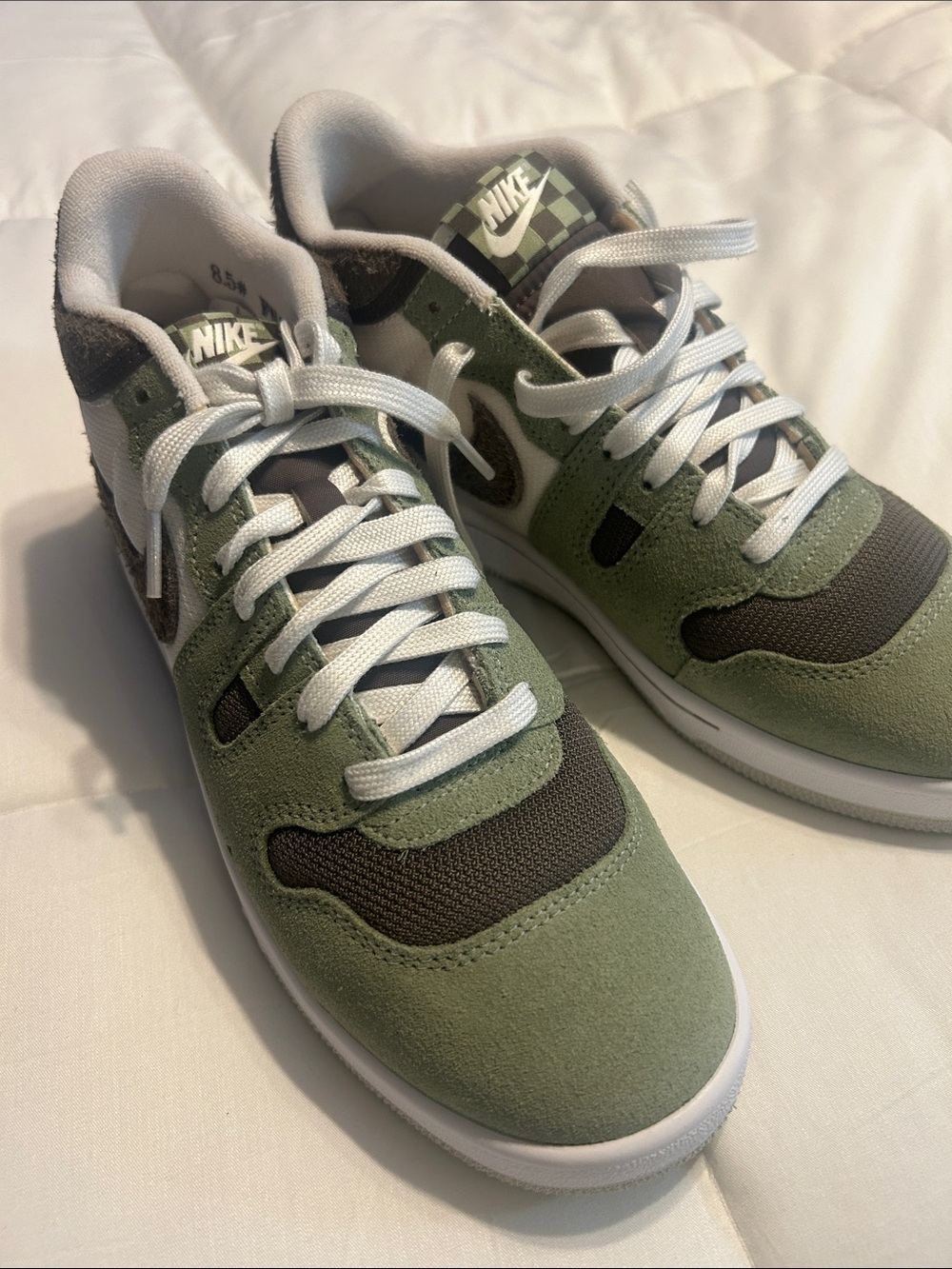 Nike Men’s Low-Top Sneakers in Olive Green and White